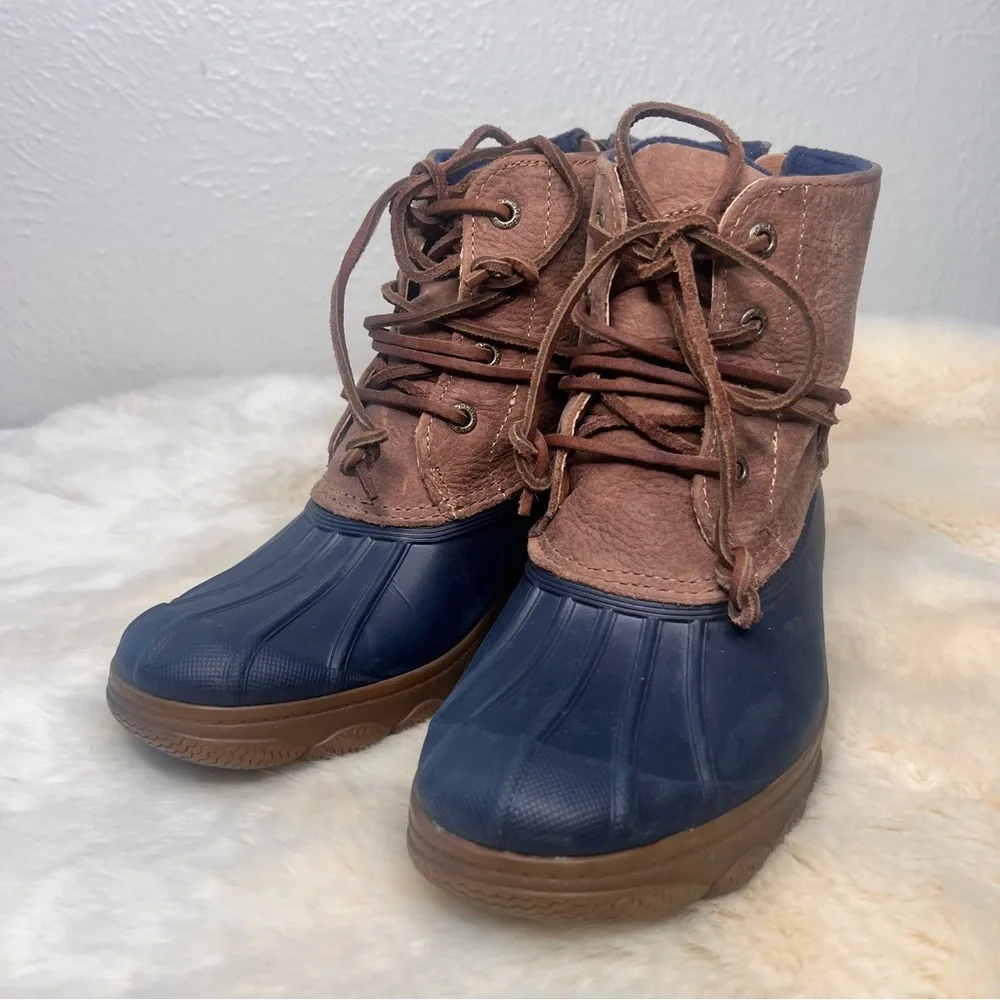 Sperry Duck blue rubber brown leather ankle boot - Picture 4 of 12